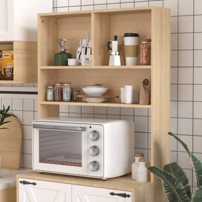 Pantry Cabinet with 2 Doors, 3 - Tier Modern Kitchen Cabinet with Shelves, Freestanding Larder Cupboard, Kitchen Pantry Storage Cabinet Kitchen, Dining Room