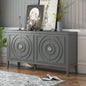 TREXM Retro Sideboard door with Circular Groove Design Round Metal Door Handle Entrance, Dinning Room, Living Room Gray