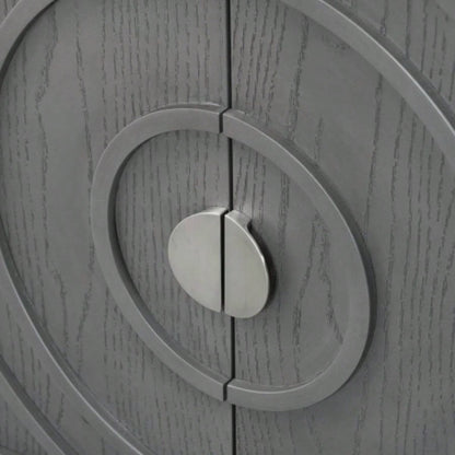 TREXM Retro Sideboard door with Circular Groove Design Round Metal Door Handle Entrance, Dinning Room, Living Room Gray