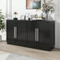 TREXM Sideboard Buffet Cabinet with Storage, Buffet Cabinet with Adjustable Shelves and Silver Handles Sideboard Cabinet Kitchen, Dining Room, Living Room, Black