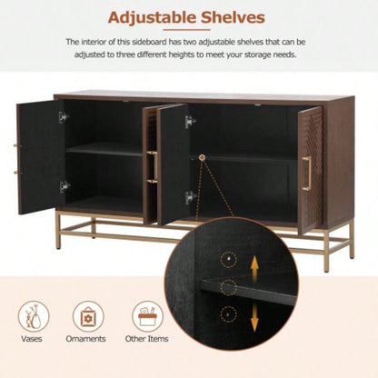 TREXM Sideboard Buffet Cabinet with Storage, sideboard cabinet with Adjustable Shelves, Rectangular Metal Handles and Kitchen, Living room, and Dining Room, Espresso