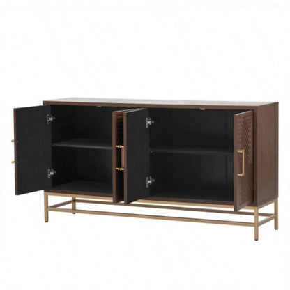 TREXM Sideboard Buffet Cabinet with Storage, sideboard cabinet with Adjustable Shelves, Rectangular Metal Handles and Kitchen, Living room, and Dining Room, Espresso