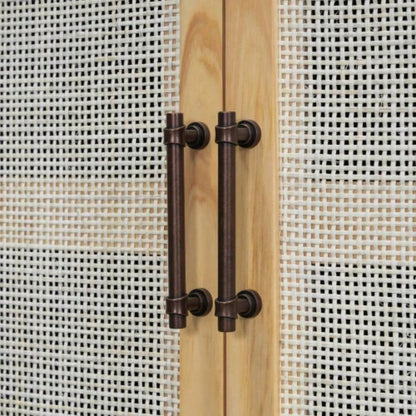 TREXM Sideboard Rustic Buffet Cabinet, sideboard cabinet with Decorative Rattan Doors, Buffet Cabinet with Storage Entryway Dining Room Kitchen Living Room, Walnut+Natural