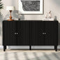 USTYLE Elegant Four - Door Sideboard with Wavy Pattern Doors, Cylindrical, and Sleek Metal Handles, Adjustable, Suitable Study, Entryway and Living Room