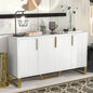 TREXM Modern sideboard with Four Doors, Metal handles and Adjustable Shelves Kitchen Cabinet White