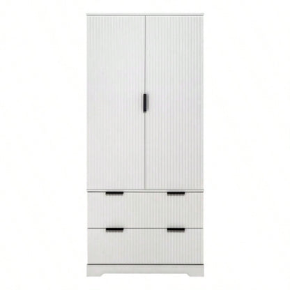 72 Modern Fluted Kitchen Pantry Cabinet with 2 Large Drawers 8 - Door Spice Rack, Freestanding Storage Organizer Bathroom, Dining Room, Office, Entryway, White