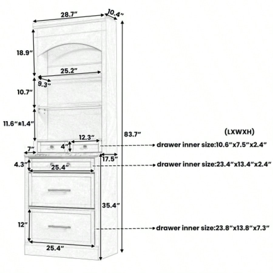 Assembly Video Provided TOPMAX Modern 83.7inch High Kitchen Pantry, Freestanding Tall Kitchen Hutch with Faux Marble Top, Display Cupboard Cabinet with 5 Storage Drawers and Adjustable Shelf, Blue