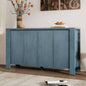 TREXM Buffet Cabinet with Storage, 4 - Door Retro Wood Sideboard with Distressed and Adjustable Shelves Dining Room, Kitchen, and Living Room Navy