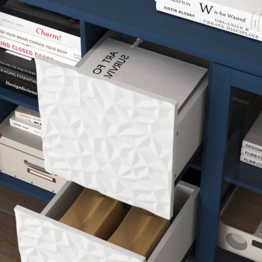 Modern Kitchen Pantry Storage Cabinet, 55 Coffee Bar Storage Cabinet with 2 Drawers, 2 Open Storage Compartment 2 Glass Doors, Wood Buffet Table Kitchen, Living Room, Blue