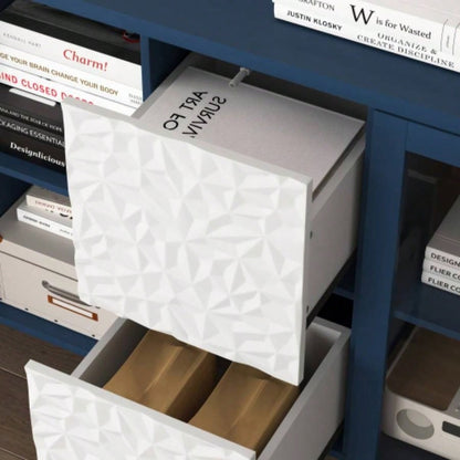 Modern Kitchen Pantry Storage Cabinet, 55 Coffee Bar Storage Cabinet with 2 Drawers, 2 Open Storage Compartment 2 Glass Doors, Wood Buffet Table Kitchen, Living Room, Blue