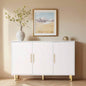 3 - Door Large Storage Sideboard with Gold Handles Kitchen, Dining Room and Living Room. 55.12 Accent White Buffet Cabinet, Coffee Bar Sideboard Cabinet with 3 doors White