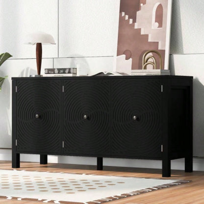 USTYLE Sideboard with Curved Swirl Patterned Doors and Artistic Three - Door Design, Suitable Living Rooms, Entrance and Study