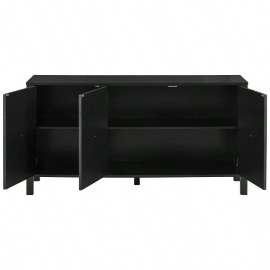 USTYLE Sideboard with Curved Swirl Patterned Doors and Artistic Three - Door Design, Suitable Living Rooms, Entrance and Study