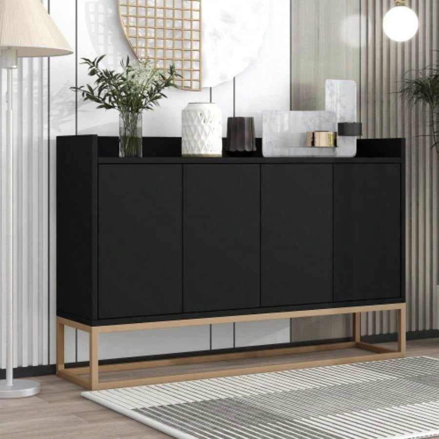 TREXM Modern Sideboard Elegant Buffet Cabinet with Large Storage Space Dining Room, Entryway Black