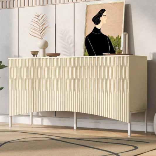 UStyle Elegant Sideboard Featuring Curved Bottom Doors with Arched Groove Design in a Stylish Four - Door Layout, Suitable Living Rooms, Entrance and Study