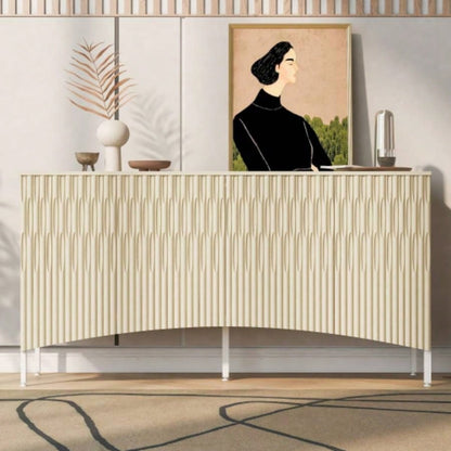 UStyle Elegant Sideboard Featuring Curved Bottom Doors with Arched Groove Design in a Stylish Four - Door Layout, Suitable Living Rooms, Entrance and Study