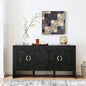60 Mid Modern Sideboard Buffet Cabinet with Storage, TV Media Console, Storage Cabinet with Geometric Pattern Adjustable Shelves Kitchen Dining Living Room Entryway Hallway, Black