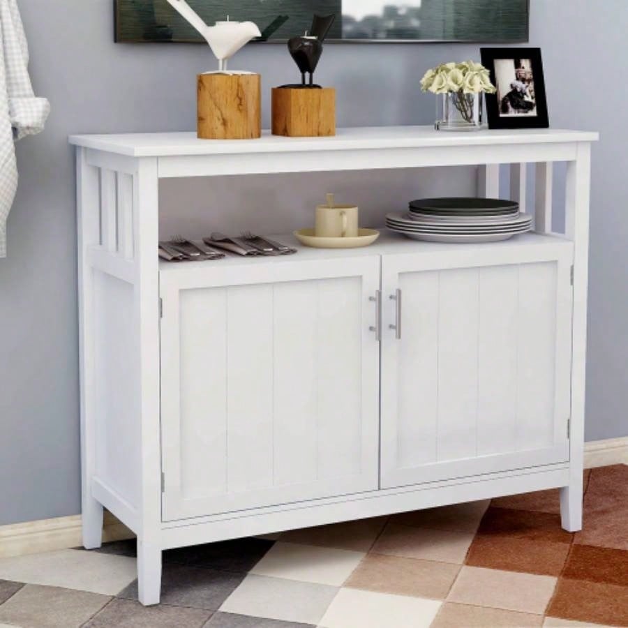Kitchen storage sideboard and buffet server cabinet - White