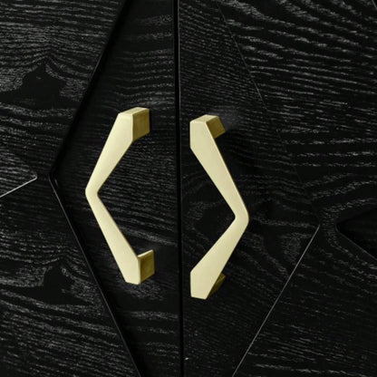 60 Mid Modern Sideboard Buffet Cabinet with Storage, TV Media Console, Storage Cabinet with Geometric Pattern Adjustable Shelves Kitchen Dining Living Room Entryway Hallway, Black