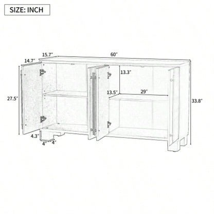 TREXM Sideboard Buffet Cabinet with Storage, Wood Sideboard with Adjustable Shelves and Gold Handles Kitchen, Dining Room and Living Room Taupe