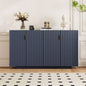 TREXM Buffet Cabinet with Storage, Sideboard Cabinet with Ample Storage Space, 4 Fluted Doors Credenza Storage Cabinet with Adjustable Shelves Dining Room and Living Room ANTIQUE NAVY