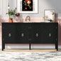 USTYLE 63 - Inch Four - Door Sideboard - Geometric Patterned Design with Vintage Metal Handles, Narrow Entryway Table Living Room, Foyer, and Hallway