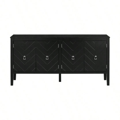 USTYLE 63 - Inch Four - Door Sideboard - Geometric Patterned Design with Vintage Metal Handles, Narrow Entryway Table Living Room, Foyer, and Hallway