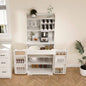 White Buffet Cabinet with Hutch - Modern Farmhouse Kitchen Storage Sideboard with 2 Drawers Barn Doors, Coffee Bar Station or Liquor Cabinet Dining Room, Living Room