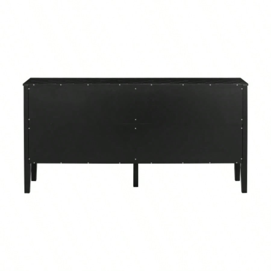 USTYLE 63 - Inch Four - Door Sideboard - Geometric Patterned Design with Vintage Metal Handles, Narrow Entryway Table Living Room, Foyer, and Hallway