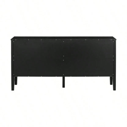 USTYLE 63 - Inch Four - Door Sideboard - Geometric Patterned Design with Vintage Metal Handles, Narrow Entryway Table Living Room, Foyer, and Hallway