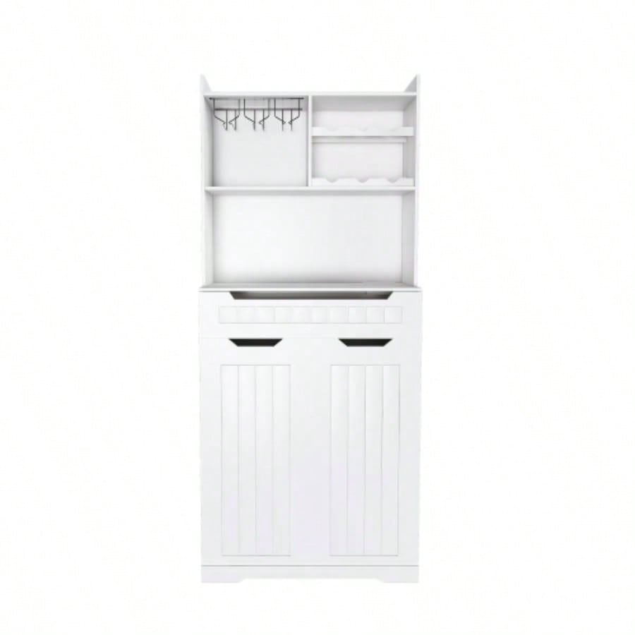 White Buffet Cabinet with Hutch - Modern Farmhouse Kitchen Storage Sideboard with 2 Drawers Barn Doors, Coffee Bar Station or Liquor Cabinet Dining Room, Living Room