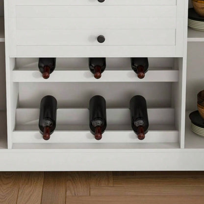 54 Farmhouse Buffet Sideboard with Storage Cabinet Adjustable Shelf - Wood Top Dining Table with Drawer, Kitchen Storage Cabinet Dining Room, Living Room, White