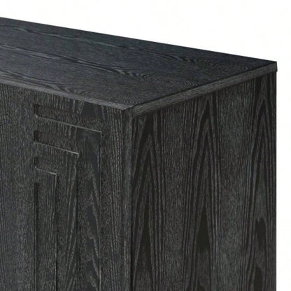 TREXM 54 Retro Buffet Cabinet with Storage, 4 - Door Vintage Fluted Sideboard Cabinet with Adjustable Shelves Dining Room, Kitchen, and Living Room Black