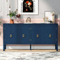 USTYLE 63 - Inch Four - Door Sideboard - Geometric Patterned Design with Vintage Metal Handles, Narrow Entryway Table Living Room, Foyer, and Hallway