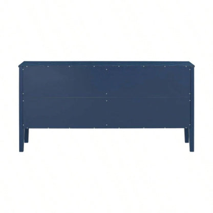 USTYLE 63 - Inch Four - Door Sideboard - Geometric Patterned Design with Vintage Metal Handles, Narrow Entryway Table Living Room, Foyer, and Hallway