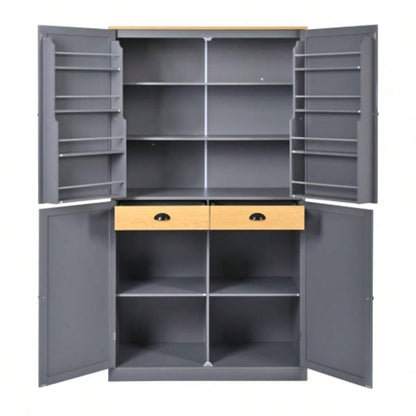 Assembly Video ProvidedTOPMAX 40.2x20x71.3inch High Freestanding Kitchen Pantry Large Cupboard Storage Cabinet with 2 Drawers, 2 Adjustable Shelves, 8 Door Shelves Kitchen, Dining Room, Gray