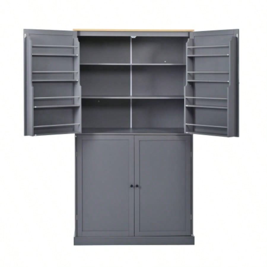 Assembly Video ProvidedTOPMAX 40.2x20x71.3inch High Freestanding Kitchen Pantry Large Cupboard Storage Cabinet with 2 Drawers, 2 Adjustable Shelves, 8 Door Shelves Kitchen, Dining Room, Gray