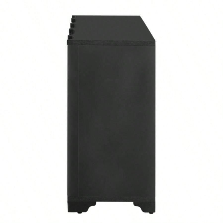 USTYLE Sophisticated 4 - Door Sideboard Adorned with Intricate Linear Accents and Luxurious Multi - Layered Pine Veneer Design Elements, Suitable Living Rooms, Entrance and Study Rooms