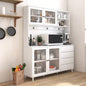 63 Large Kitchen Hutch Cabinet, Freestanding Pantry Cabinets Storage Kitchen Cupboard with 4 Doors, 4 Drawers Microwave Shelf, White