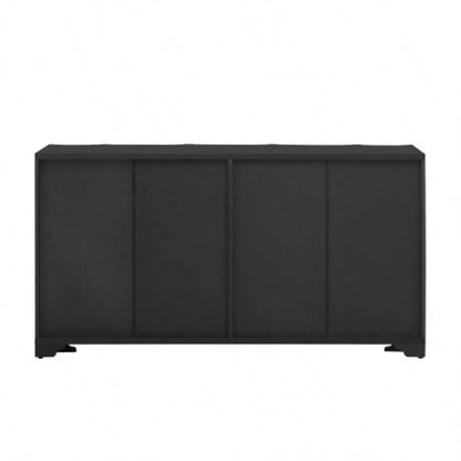 USTYLE Sophisticated 4 - Door Sideboard Adorned with Intricate Linear Accents and Luxurious Multi - Layered Pine Veneer Design Elements, Suitable Living Rooms, Entrance and Study Rooms