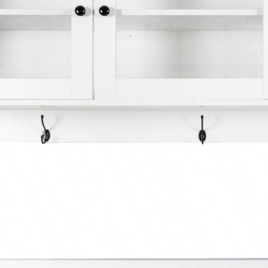 63 Large Kitchen Hutch Cabinet, Freestanding Pantry Cabinets Storage Kitchen Cupboard with 4 Doors, 4 Drawers Microwave Shelf, White