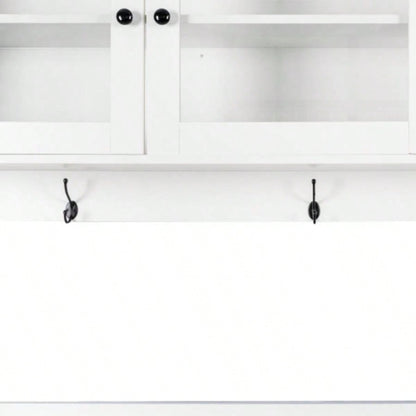 63 Large Kitchen Hutch Cabinet, Freestanding Pantry Cabinets Storage Kitchen Cupboard with 4 Doors, 4 Drawers Microwave Shelf, White