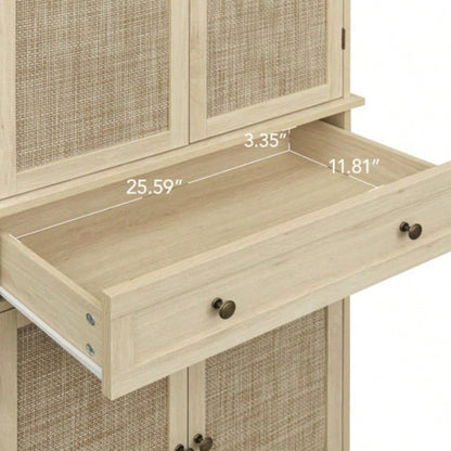 4 Door Cabinet with 1 Drawer, with 4 Adjustable Inner Shelves, Storage Cabinet