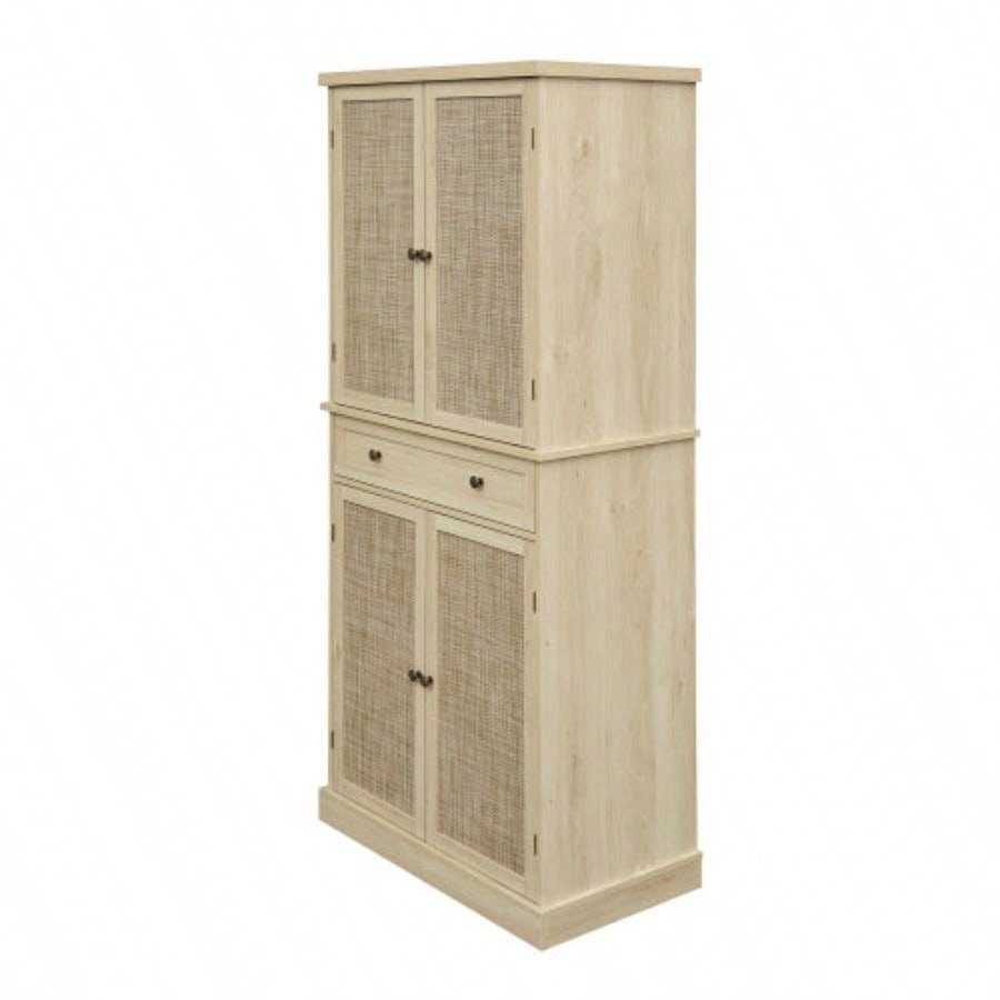 4 Door Cabinet with 1 Drawer, with 4 Adjustable Inner Shelves, Storage Cabinet