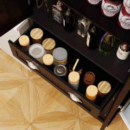 71 Kitchen Pantry Storage Cabinet, with 4 Doors, Drawer, 2 Adjustable Shelves, Freestanding Cupboard Dining Room Living Room, Laundry - Black