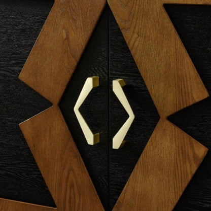 60 Mid Modern Sideboard Buffet Cabinet with Storage, TV Media Console, Storage Cabinet with Geometric Pattern Adjustable Shelves Kitchen Dining Living Room Entryway Hallway, Walnut