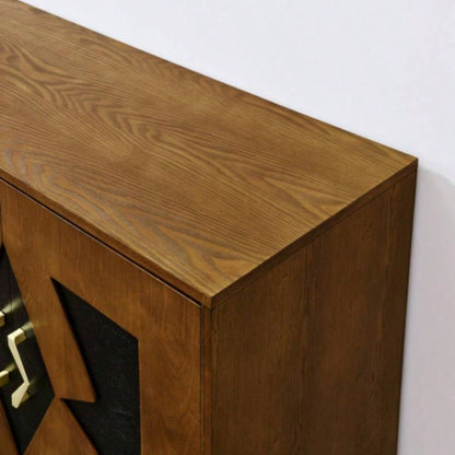 60 Mid Modern Sideboard Buffet Cabinet with Storage, TV Media Console, Storage Cabinet with Geometric Pattern Adjustable Shelves Kitchen Dining Living Room Entryway Hallway, Walnut