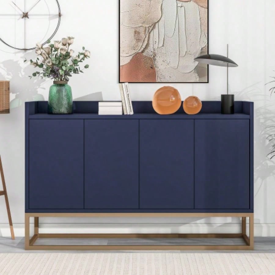 TREXM Modern Sideboard Elegant Buffet Cabinet with Large Storage Space Dining Room, Entryway Navy
