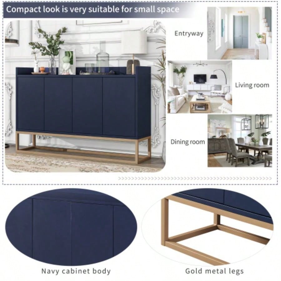 TREXM Modern Sideboard Elegant Buffet Cabinet with Large Storage Space Dining Room, Entryway Navy