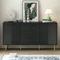USTYLE Modern Sideboard with Geometric Line Design, Conical Metal, and Central Drawers Stylish Storage, Suitable Study, Entryway and Living Room